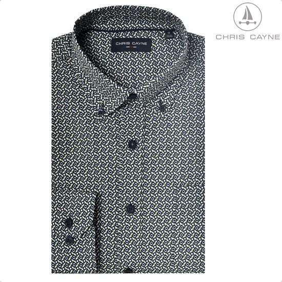 Chemise Chris Cayne manches longues - taille XXL - chemisier 1263-4184 - vert marine - avec poche poitrine