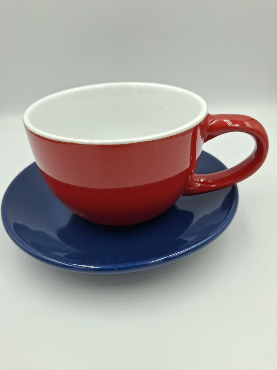 Retro Koffieset - Tas (rood) + onderbord (blauw)- Mok-drop-actie bij De Woonbiotoop