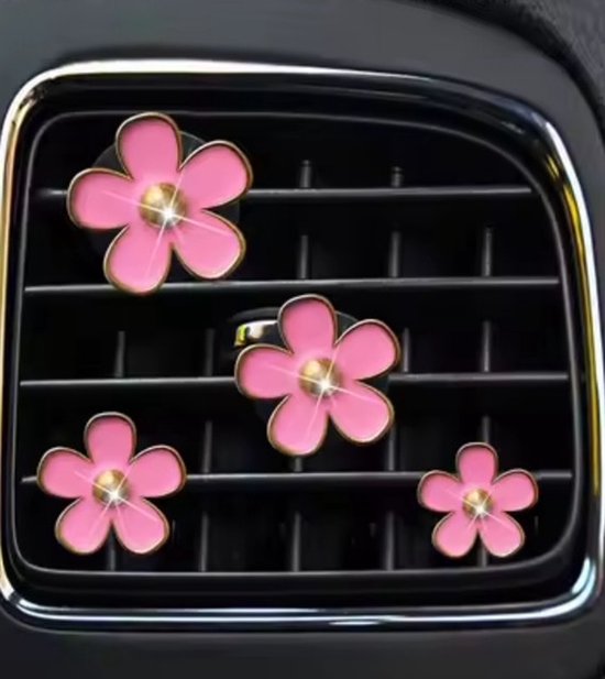 Clips de Ventilation - Décoration de voiture - Accessoires de vêtements pour bébé de voiture - Aroma - Clips de ventilation en forme de fleur - Rose - Pink -