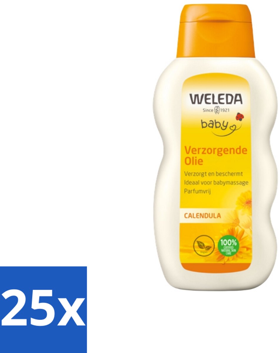 Image of 25 x WELEDA - Verzorgende olie - Baby & Kind Calendula - 200 ml - Gevoelige Babyhuid - Baby Massageolie - Bio Babyolie