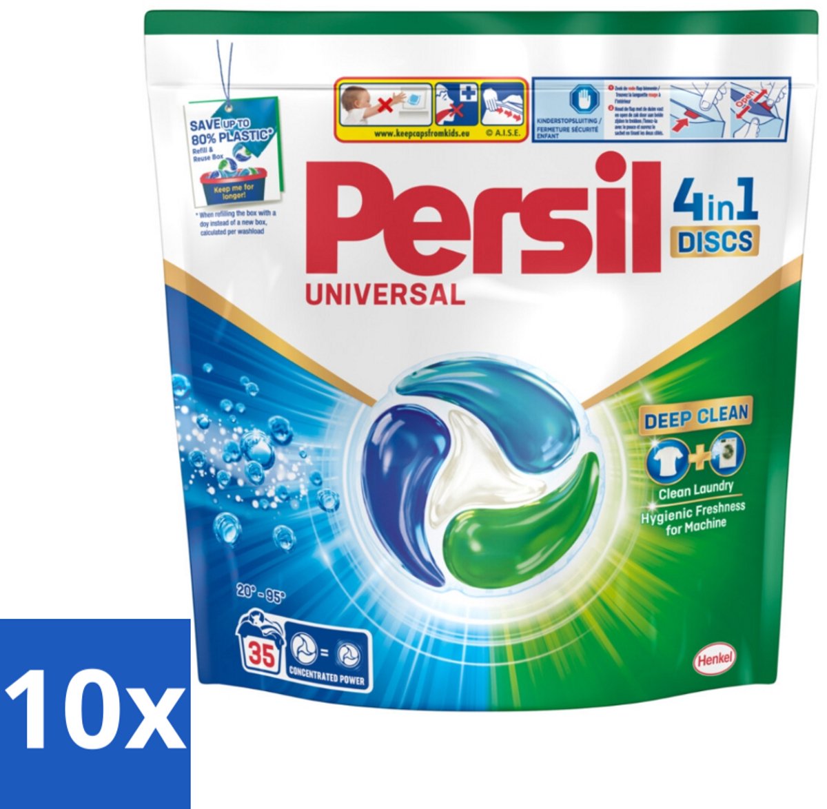 10 x Persil - Wasmiddel - Discs Universal - Voor Witte Was - 35 wasbeurten - Voordeelverpakking - 10 stuks
