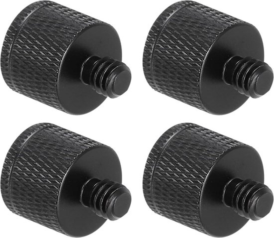 PATIKIL Microfoonstatief Adapter M8 Mannelijk naar 3/8 Mannelijk Draad Statiefschroef Adapter Dubbelzijdige Cameraschroef voor Microfoon Statief Stand Zwart 2-Pack