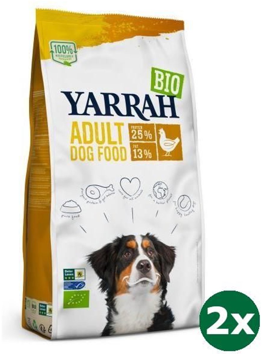 Yarrah 2x15 kg Yarrah dog biologische brokken kip hondenvoer NL-BIO-01