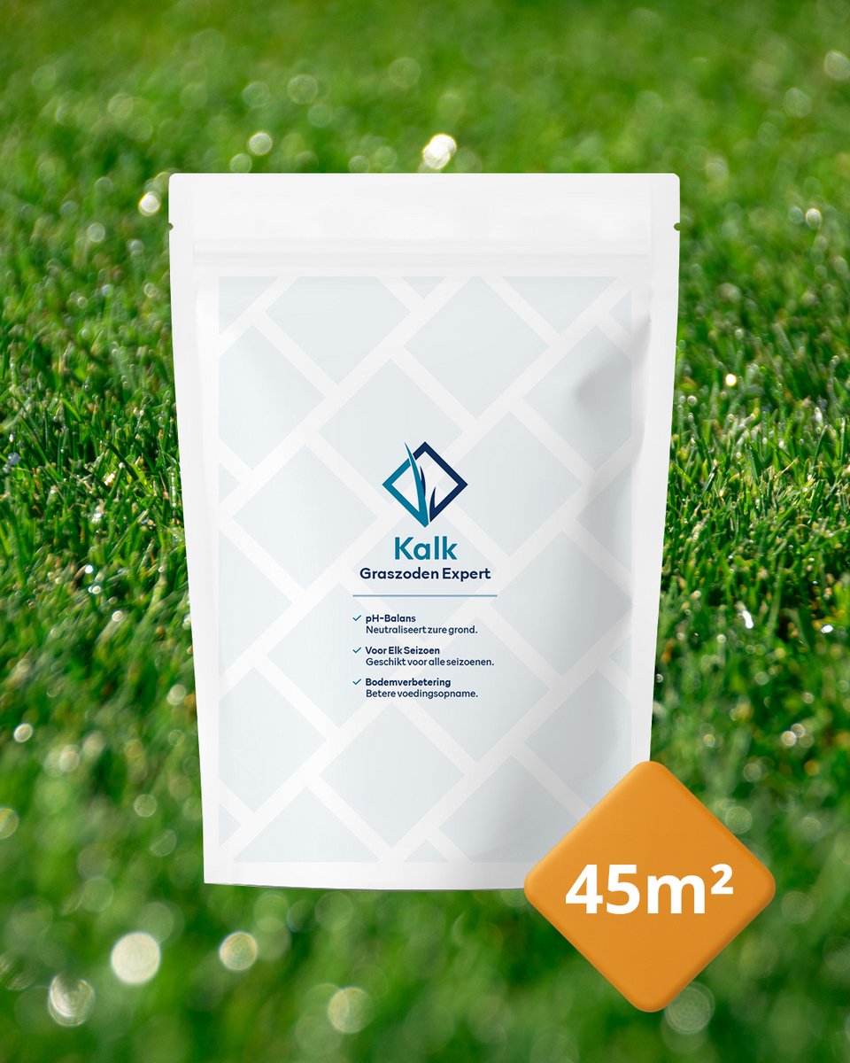 Graszoden Expert Gazonkalk (45m²) | Kalk - Gazonmest - Kunstmest - Bodemverbeteraar - Graszaad - IJzersulfaat