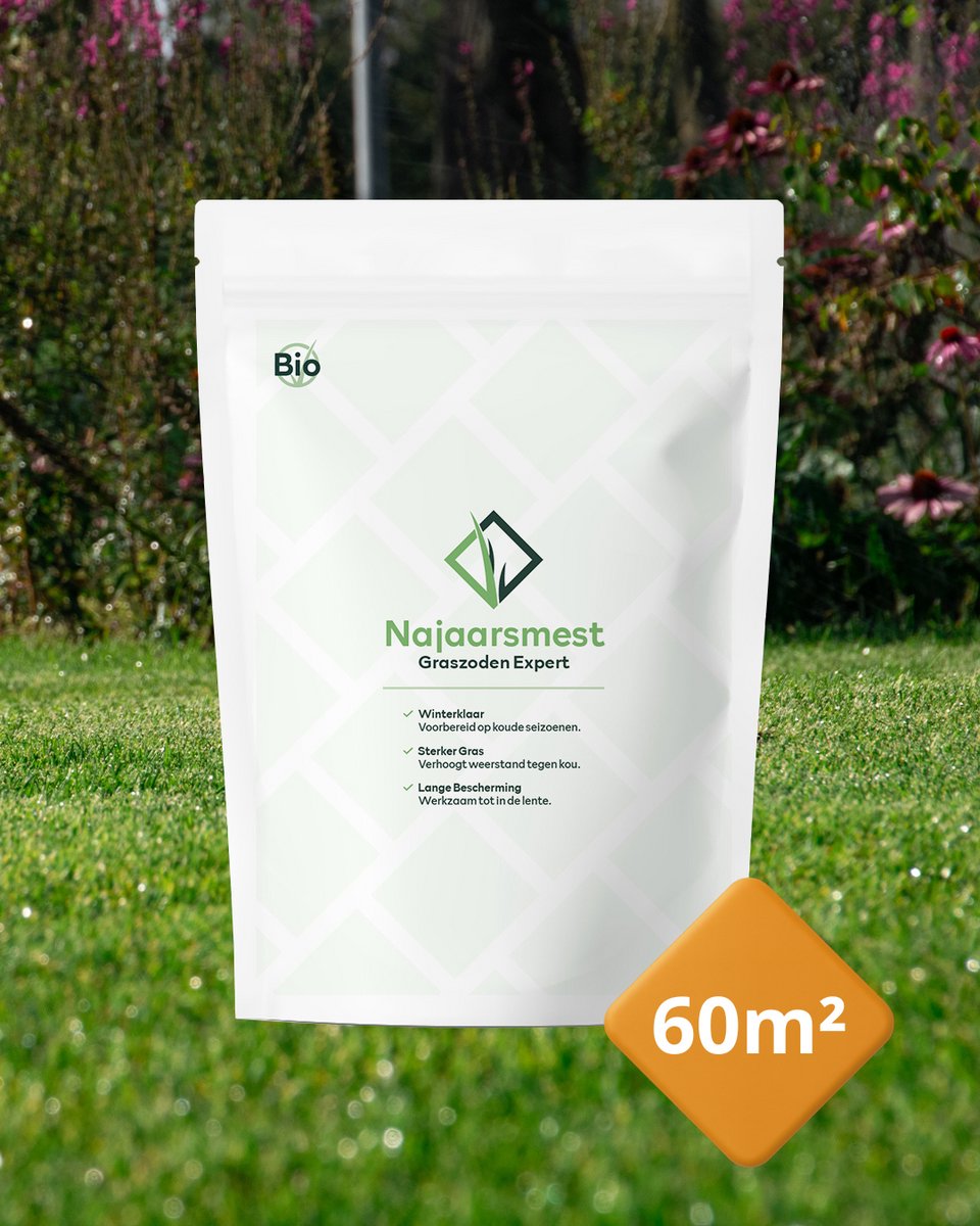 Graszoden Expert Najaarsmest (60m²) | Gazonmest - Kunstmest - Bodemverbeteraar - Graszaad - Kalk - IJzersulfaat