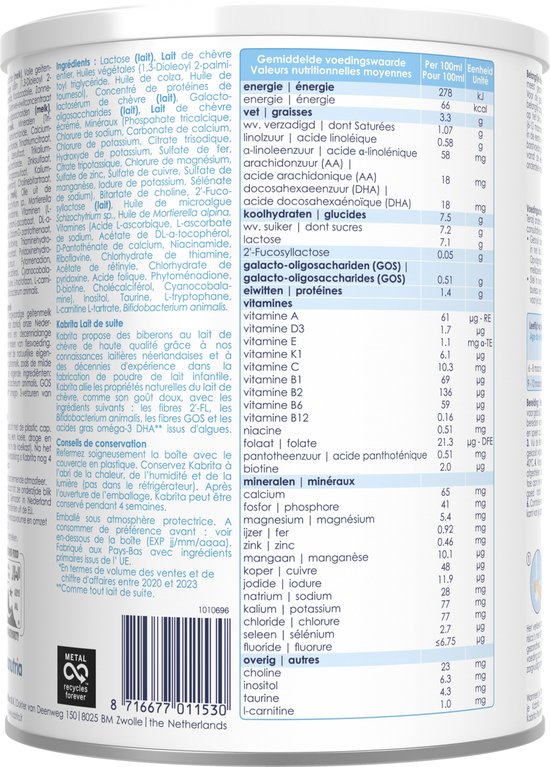 Kabrita 2 Opvolgmelk - Geitenmelk Flesvoeding vanaf 6 maanden - 800g van Kabrita — afbeelding 3