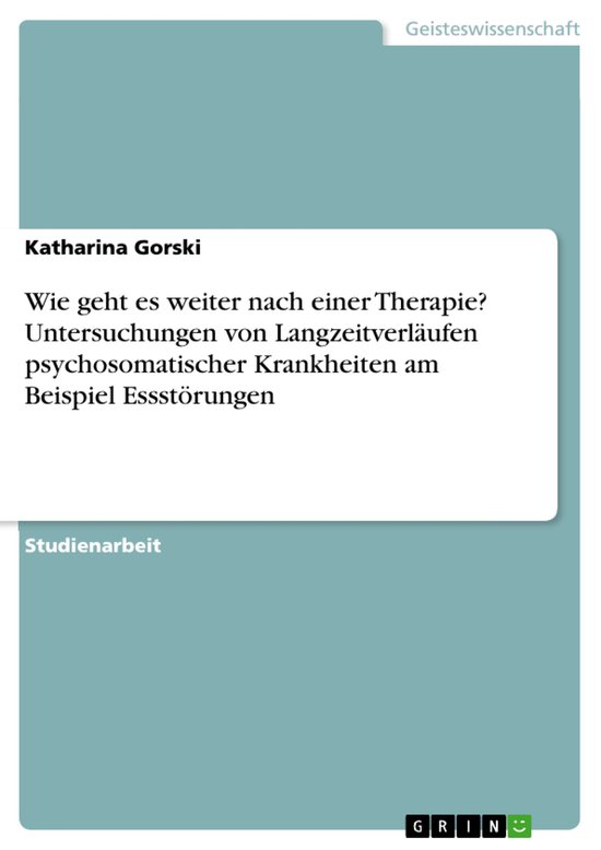 Wie geht es weiter nach einer Therapie? Untersuchungen von L ... - cover