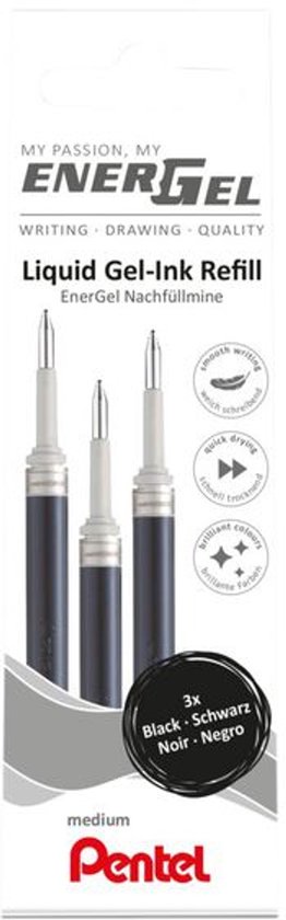 Gelschrijvervulling pentel lr7 energel m 3st zwart