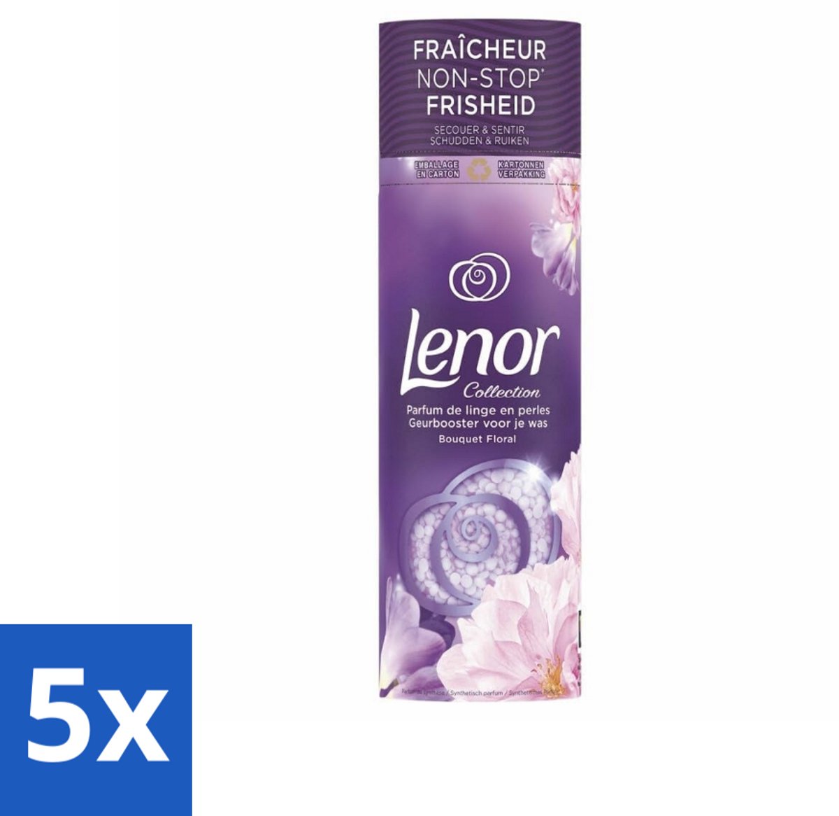 5 x Lenor – In-Wash Geurbooster – Bloemen Boeket – 19 wasbeurten - Voordeelverpakking - 5 stuks