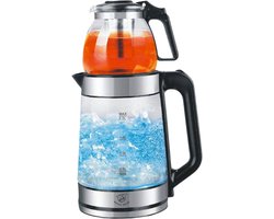 Royal Swiss® Waterkoker met Theepot – Glazen Kookketel 2.0L + 0.8L – 1500W – Automatisch Uitschakelen – Oververhittingsbeveiliging – 360° Draaibaar – RVS & BPA-vrij