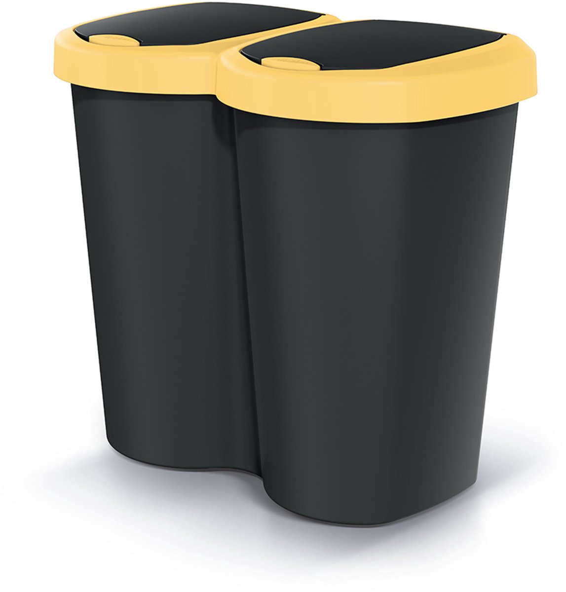 Compacta B Duo - Prullenbak - 40L - één compartiment twee deksels - Geel / Zwart
