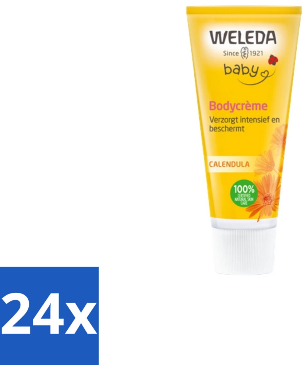 Image of 24 x WELEDA - Bodycrème - Baby & Kind Calendula - 75 ml - Babycreme - Babyverzorging - Natuurlijke Babycreme - Calendula Creme - Gevoelige Huid