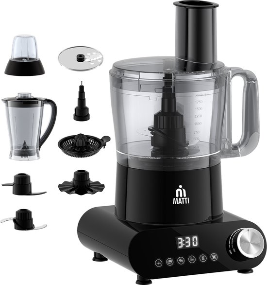 MATTI® 5-in-1 - Foodprocessor - Blender - Hakmolen - Citruspers - IJscrusher - Foodprocessors 1500W