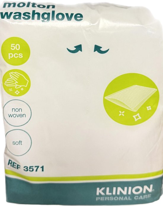 Klinion | 50 débarbouillettes en molleton | à_usage_unique | sec | sans latex
