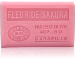 4x Savon de marseille biologische olijfzeep Fleur de sakura - AOP - franse zepen - biologisch - BOB - biologische blokzeep - natuurlijke ingredienten