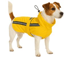 Hondenjas – Regenjas hond – Waterdichte hondenregenjas met borst- en buikbedekking – Flamingo Regenjas Ciro Geel – 40 cm