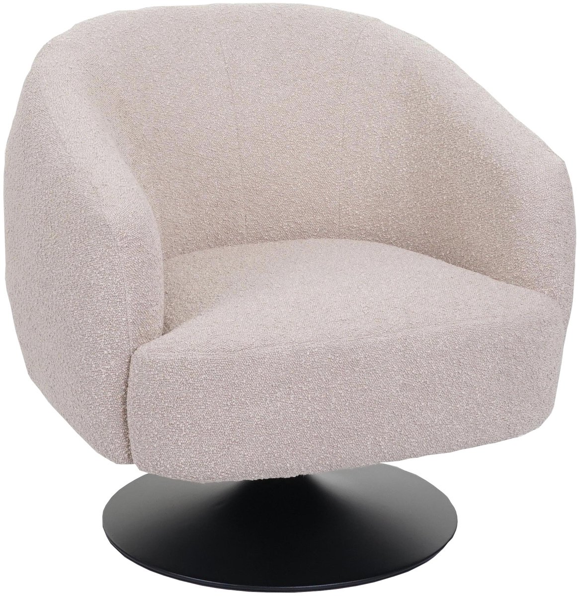 MCW Lounge fauteuil MCW-J76, draaibare cocktail fauteuil, bouclé stof metaal ~ crème-beige