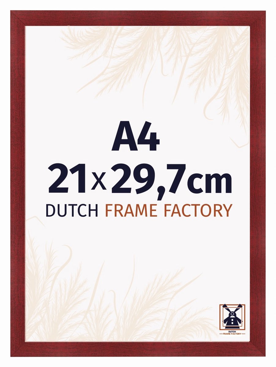 Dutch Frame Factory Fotolijst A4 21x29,7 cm - MDF - Wijnrood Geveegd - Praag