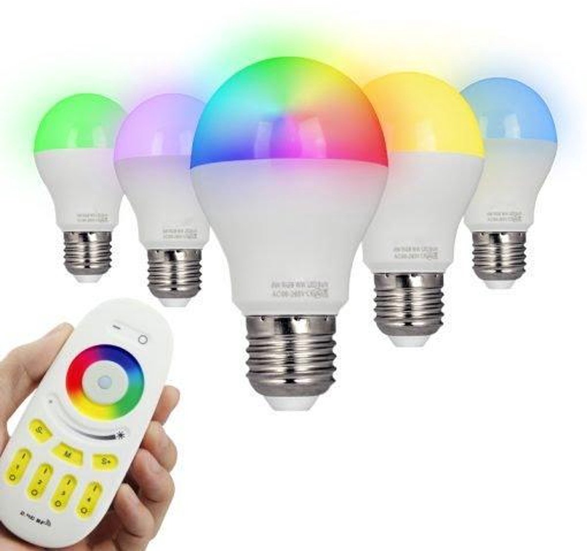 Mi-Light Mi-Boxer - (FUT014) - E27 RGB+CCT 6W LED Lamp - Alle RGB kleuren + Warm wit licht tot koud wit licht - Dimbaar - Smart verlichting - Smart lamp