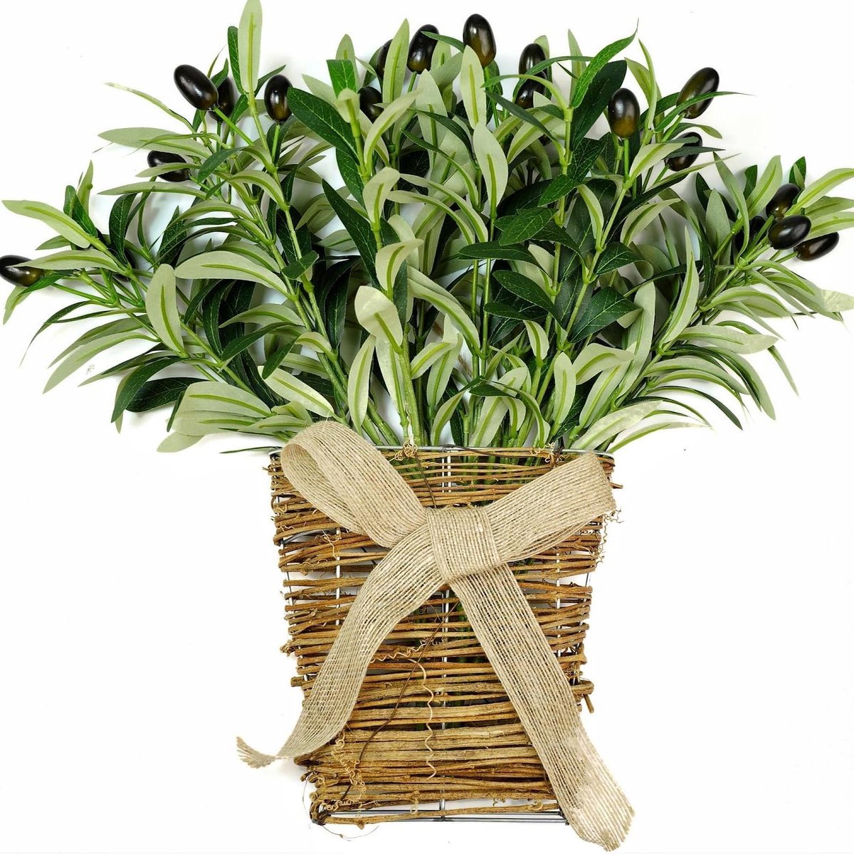 Allecto plus - Hangende plantenbakken met kunstmatige olijftak - Boheemse en kamerplantenstandaard - Planten wanddecoratie voor buiten
