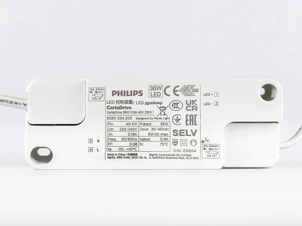 Philips Certadrive - LED Driver 36W - 900mA - Flikkervrij - DC connector - Energiezuinig
