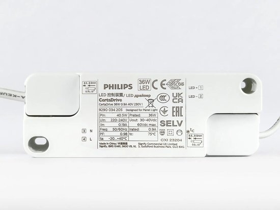 Philips Certadrive - Driver LED 36 W - 900 mA - Sans scintillement - Connecteur DC - Économe en énergie
