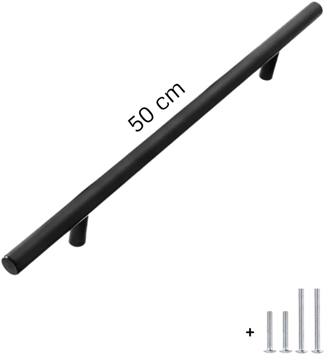 Hoexs Grote Zwarte Meubelgreep 50 cm – Ronde Greep – Hartafstand 320 mm – Matzwart – Kast, Lade & Deur Handgreep