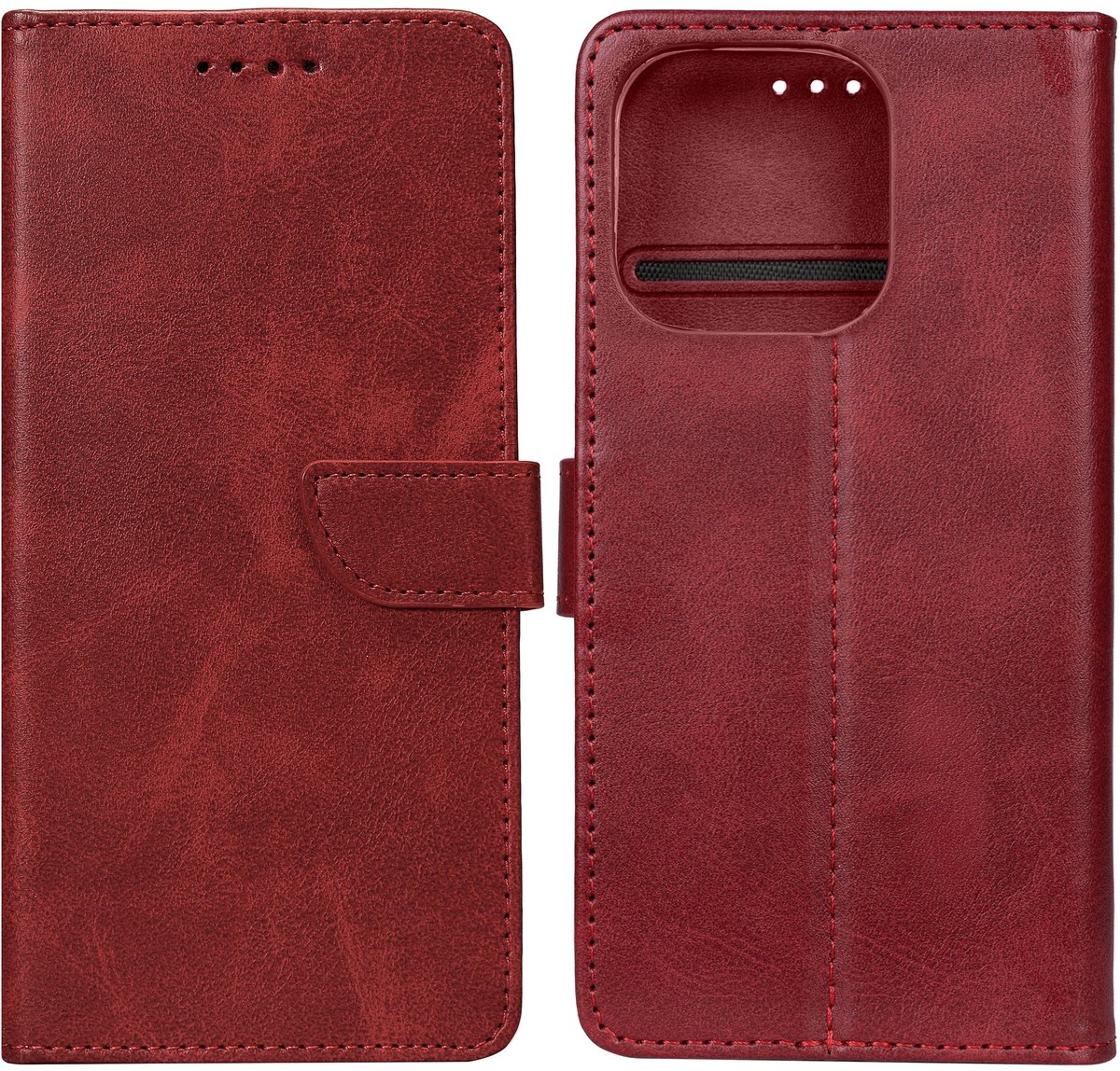 Rixus Bookcase For Apple iPhone 16 Pro Dark Red