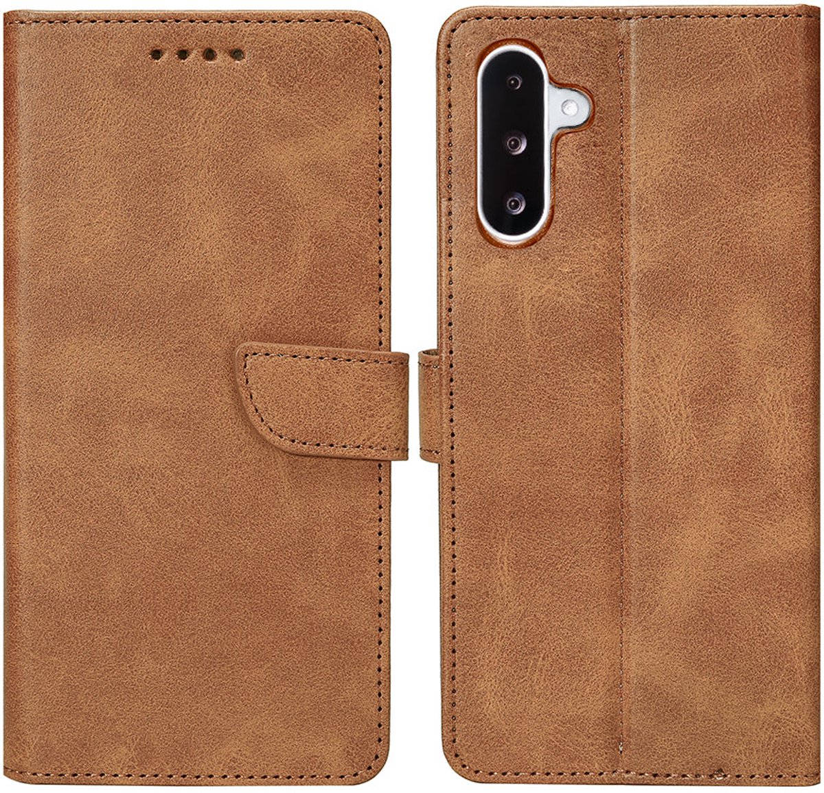 Rixus Bookcase For Samsung Galaxy A26, A17 Light Brown
