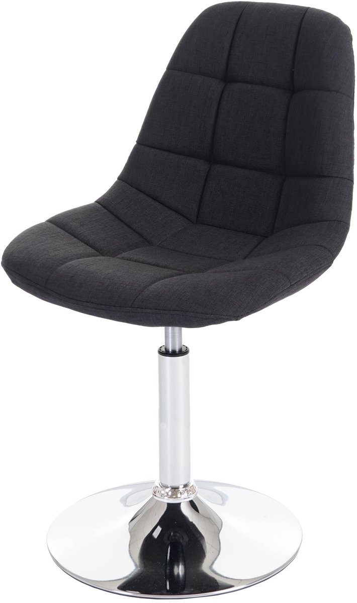 Eetkamerstoel MCW-A60, draaistoel, retro jaren 50 design ~ stof/textiel donkergrijs, voet chroom