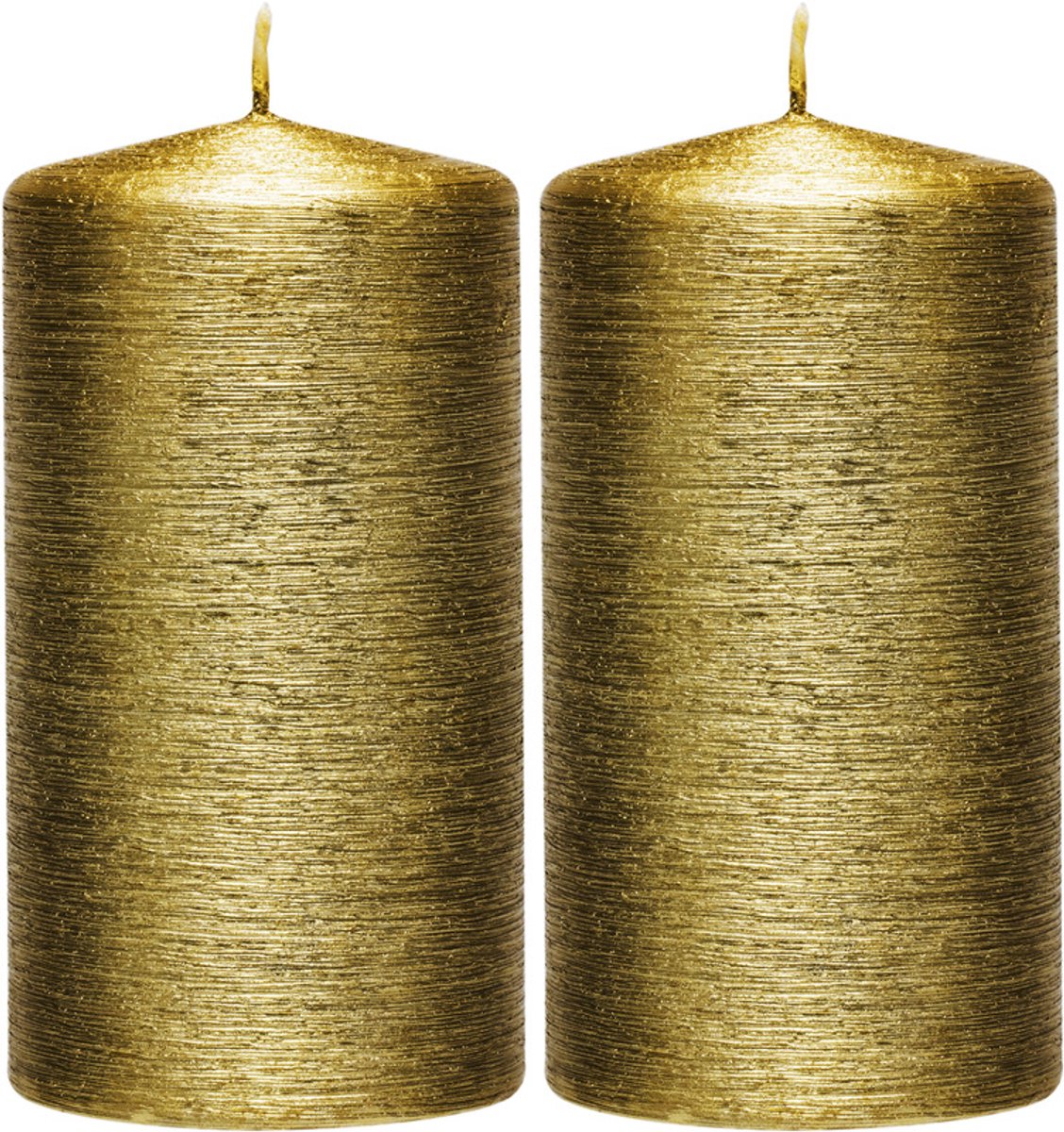Enlightening Candles Cilinderkaars - 2x - stompkaars - goud - 7 x 13 cm - 25 branduren - sfeerkaarsen - kaarsen - Woondecoraties Goudkleurig