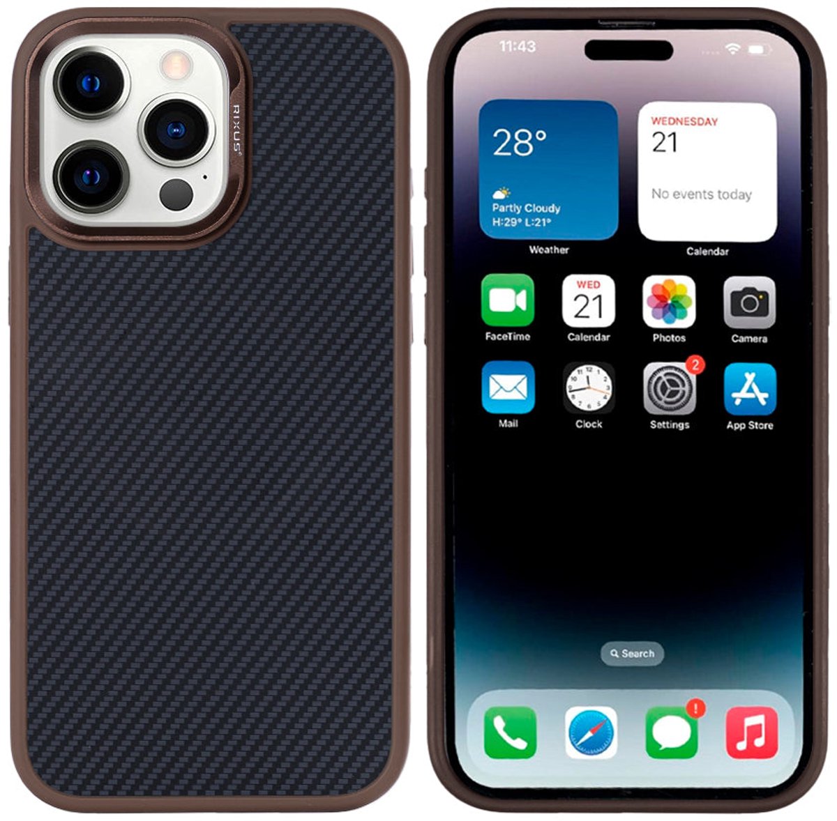 Rixus Mag Carbon With MagSafe For Apple iPhone 15 Pro Max Brown