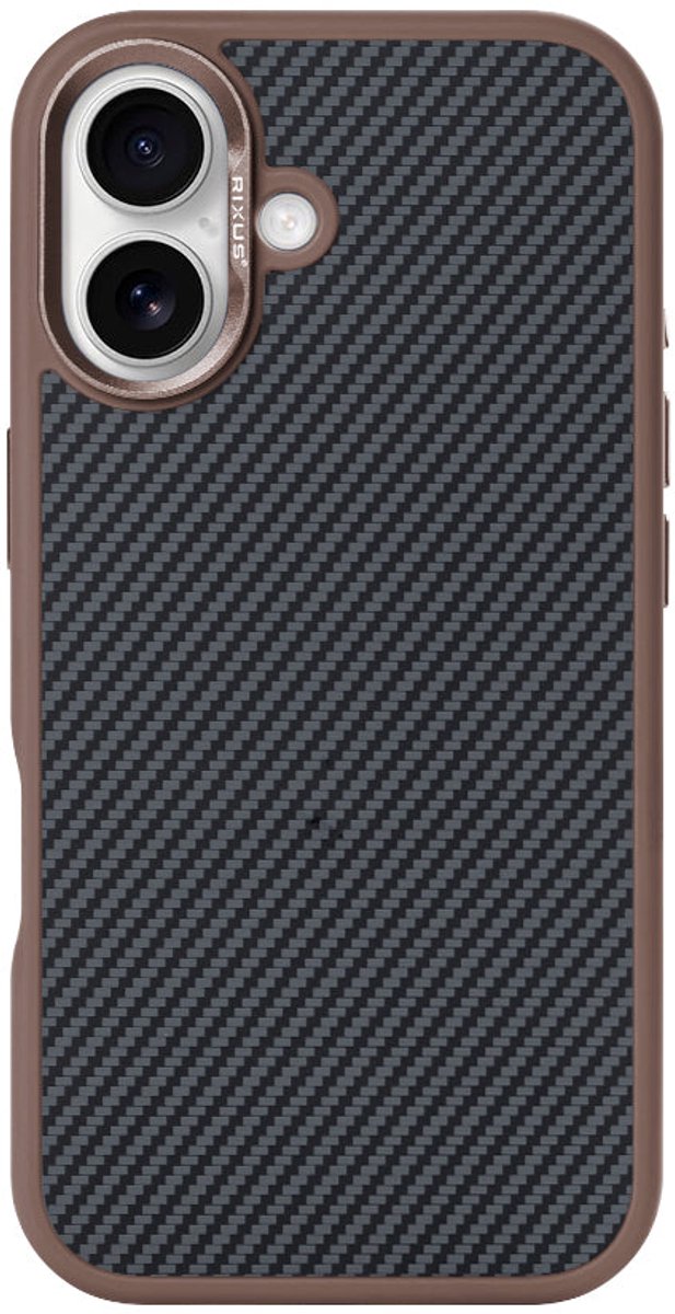 Rixus Mag Carbon With MagSafe For Apple iPhone 16 Plus Brown