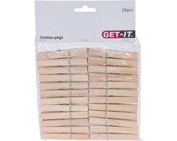 Wasknijpers naturel van hout - 24x stuks - 7,5 cm - Huishouding - De was doen - Was ophangen - wasgoedknijpers
