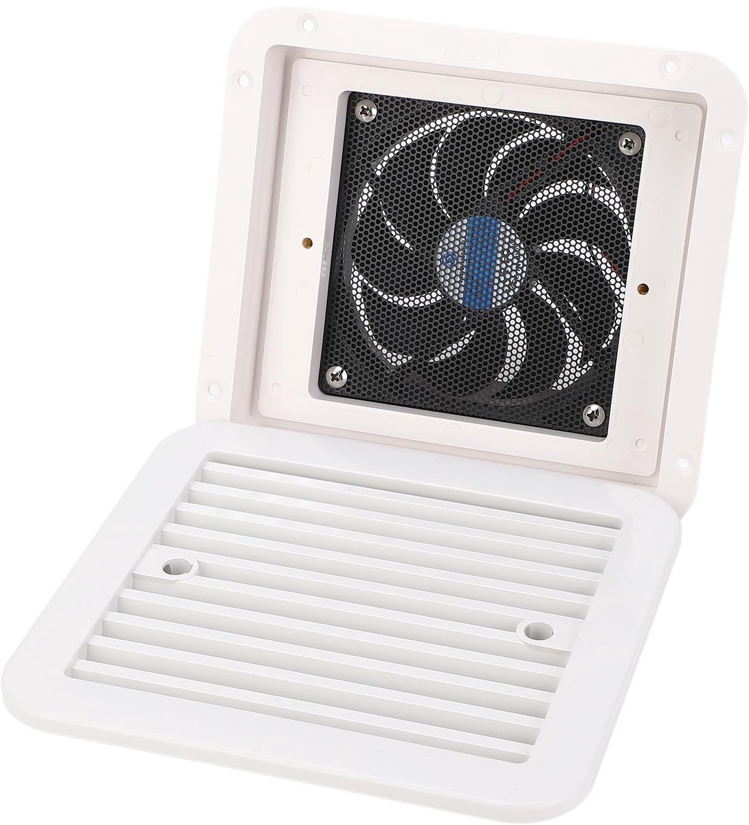 RV Afzuigventilator, 205x185mm 12V RV Zijventilatie Enkele Manier 3.6W Zijluchtuitlaat Ventilatie Afzuigventilator voor Caravan