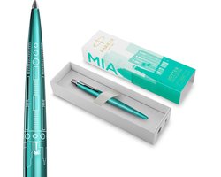 Parker Jotter balpen | Special Edition | Miami Turquoise met verchroomd detail | Medium penpunt | Blauwe inkt | Geschenkverpakking