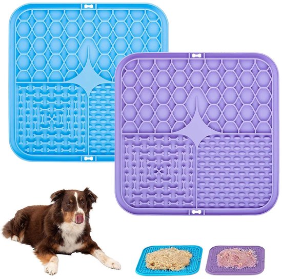 3 Stuks Likmat Voor Honden En Katten – Met Zuignap, Siliconen Spatel En Tandenborstel, Honingraatdesign, Voor Pindakaas, Yoghurt En Natvoer