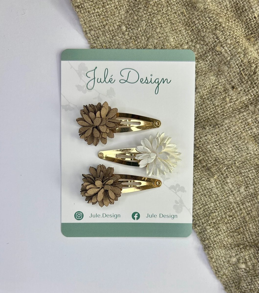 Julé Design haarspeldjes Mara taupe / wit