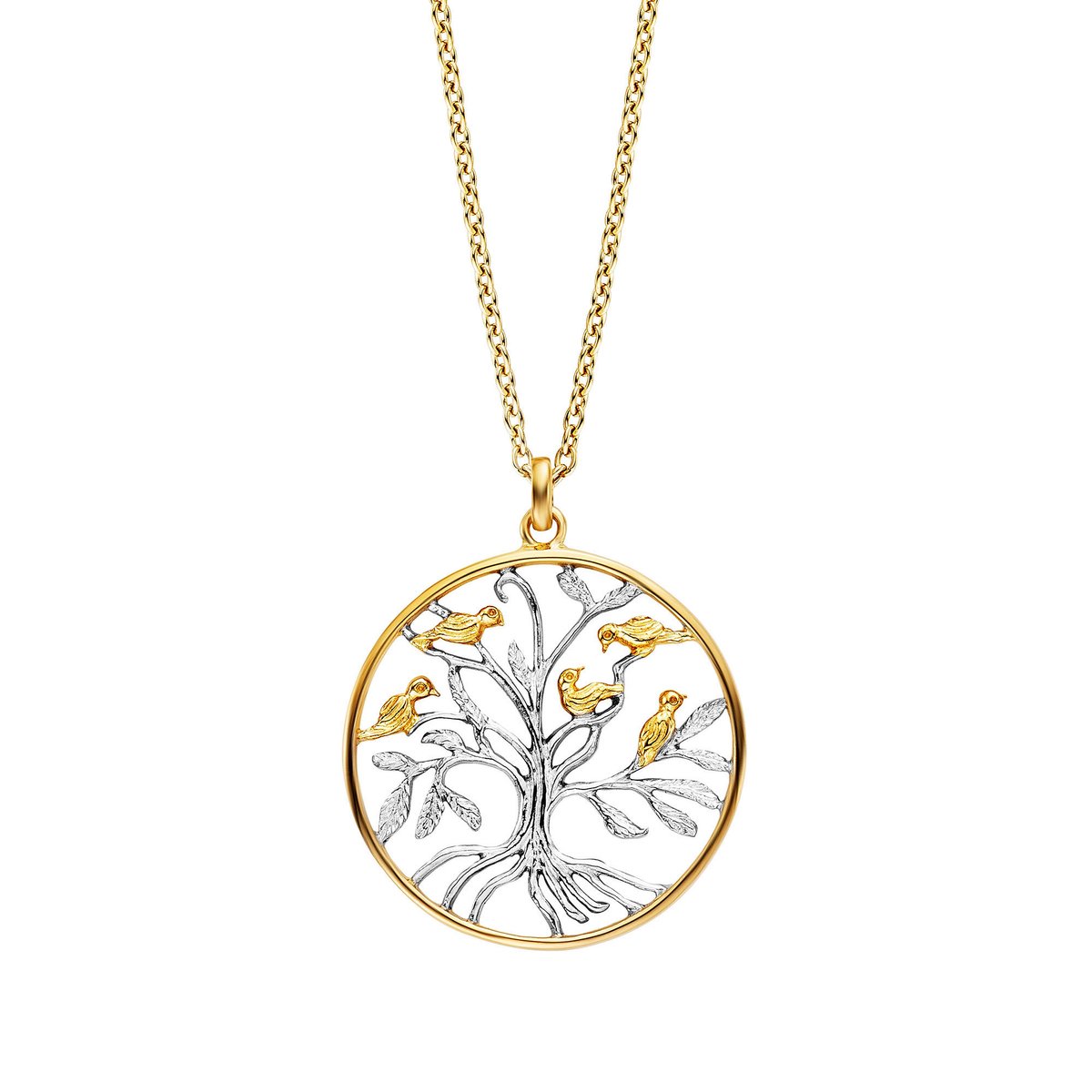 Julie Julsen Anhänger mit Kette 925/- Sterling Silber rhodiniert teils vergoldet Lebensbaum