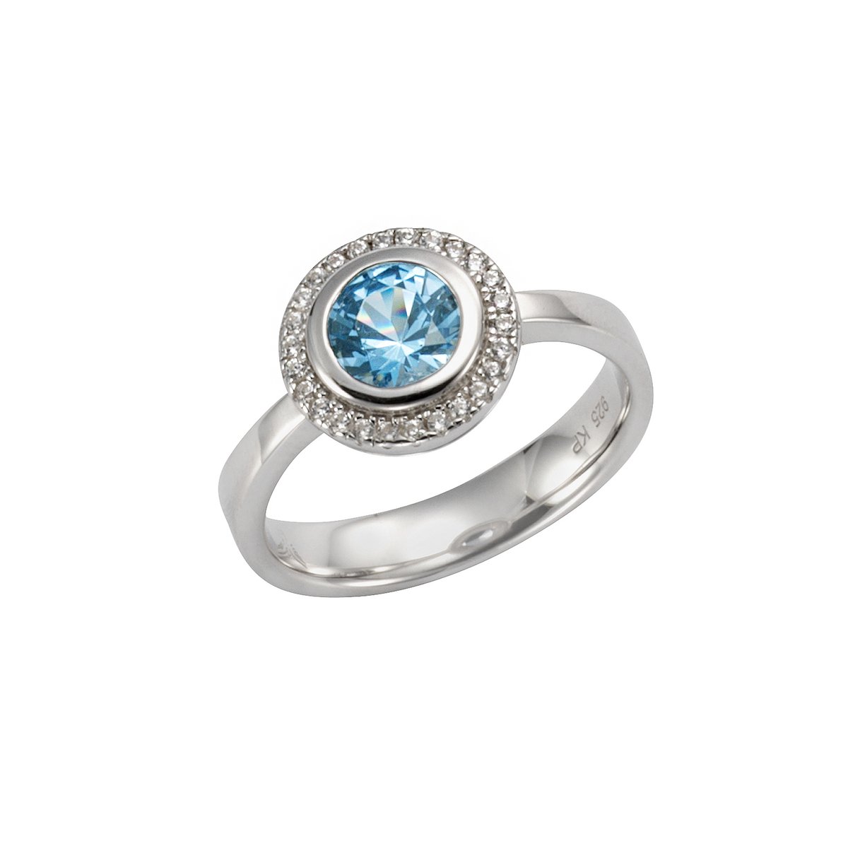 Celesta Silber Ring 925/- Sterling Silber Zirkonia & sy. Blautopas