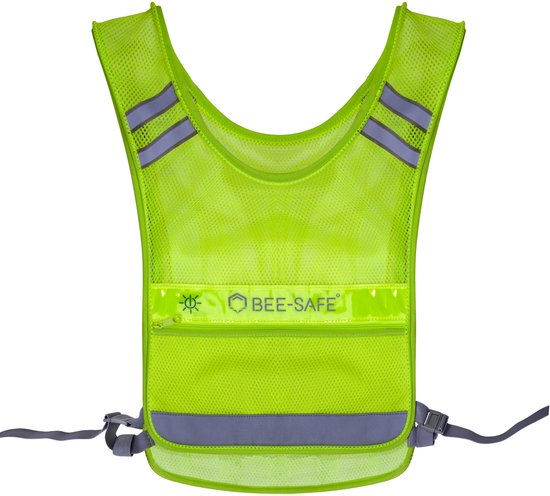 Bee Safe | Hardloopverlichting | Led Vest USB phone pocket - lime - one size