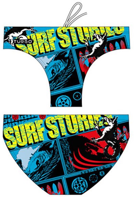Slip de bain de water-polo Turbo Surf Stories Blauw 9-10 ans Garçon