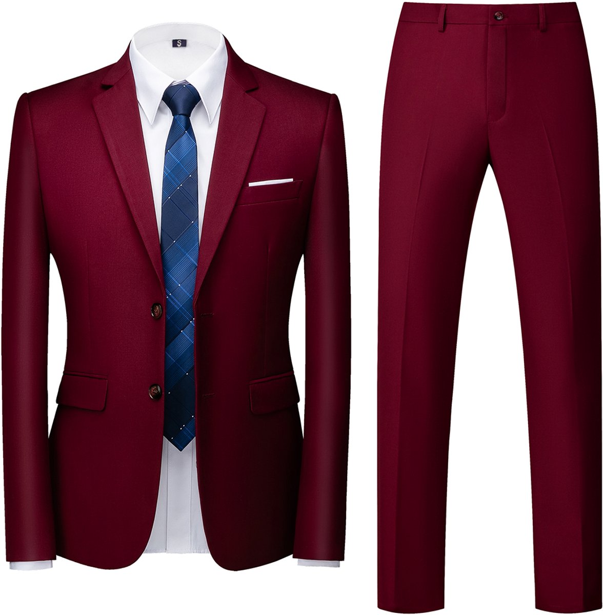 ALLTHEMEN Tweedelig Herenpak - Twee knoops Middenspleet Slim Fit - Zakelijke en Avondkleding - XXL