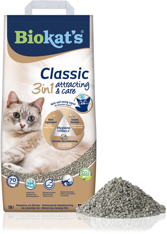 Biokat's Classic Attracting & Care - 18 L - Kattenbakvulling - Klontvormend