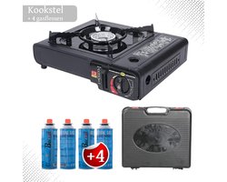 Borvat® - Draagbare Gasfornuis - Camping Kookstel - Gas Stove - Gasfornuis - Kooktoestel - Outdoor - Op Reis - 4 gasflessen