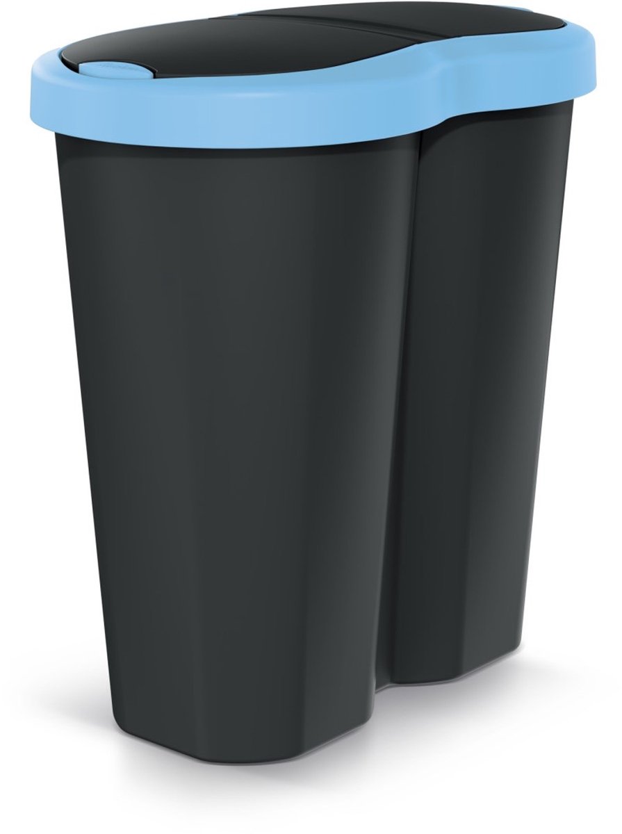 Compacta R Duo NDRF40-2717C_S411 - Afvalmand - Prullenbak 40L - één vak twee deksels - Blauw / Zwart