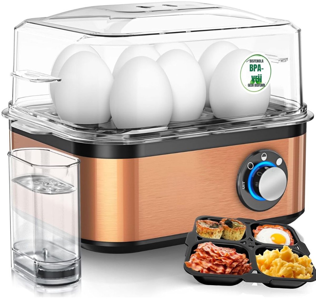 GTB® Eierkoker electrisch - Eierkoker - Eierkoker met timer - Zwart - 21cm x 21cm x 17cm