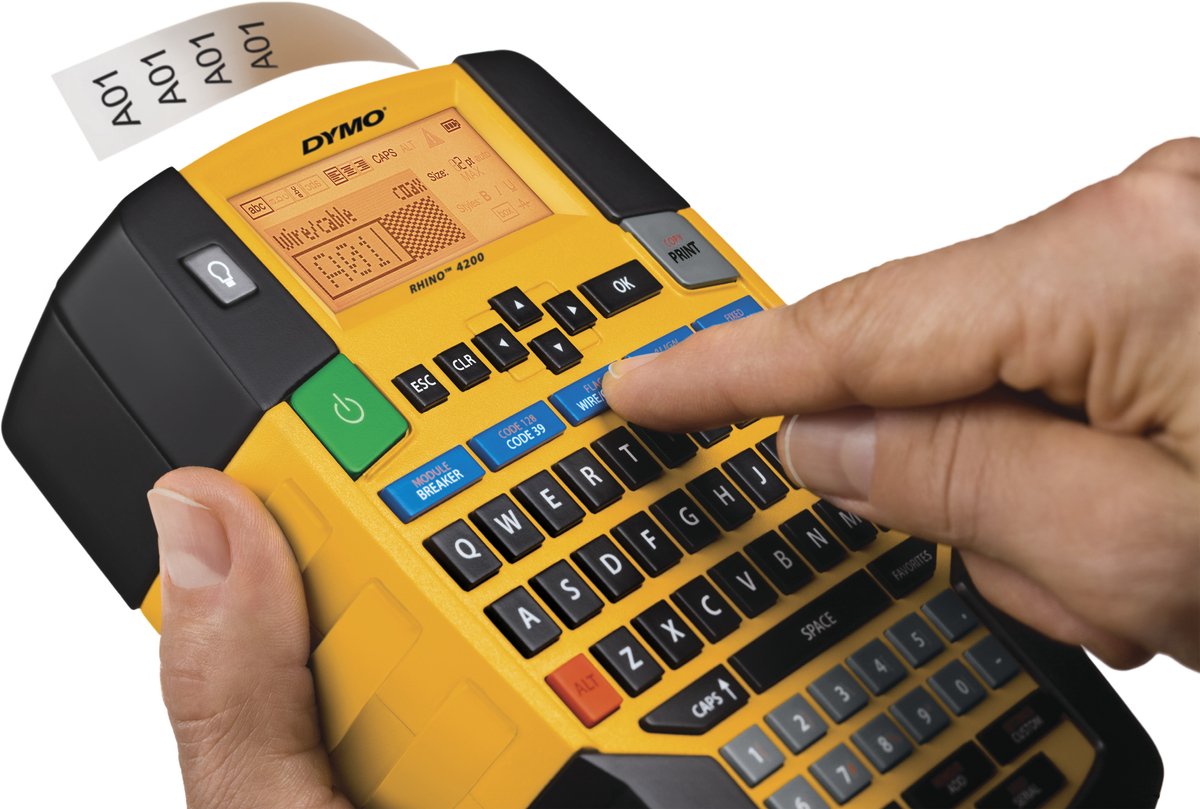 DYMO Rhino 4200 Draagbare Industriële Labelmaker | QWERTY-toetsenbord | Compacte, tijdbesparende labelprinter voor professionals, die veel onderweg zijn thumbnail 3