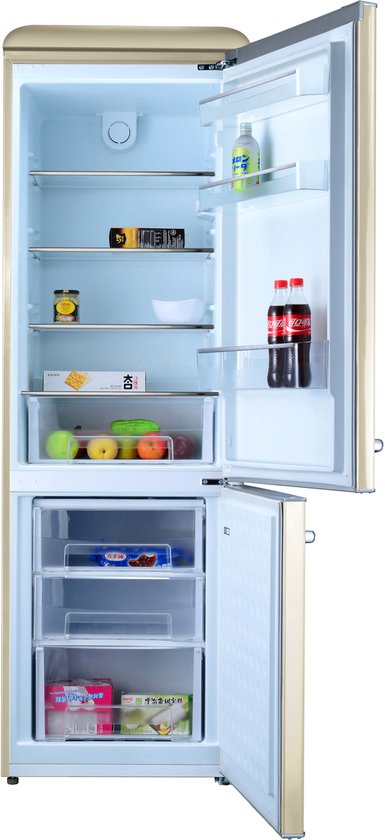 Helvetia Retro Koel-vriescombinatie HRCBGR300PEC1 - Crèmekleur (Beige) 300L - Geventileerd - Led Verlichting - XL - 192 cm hoog