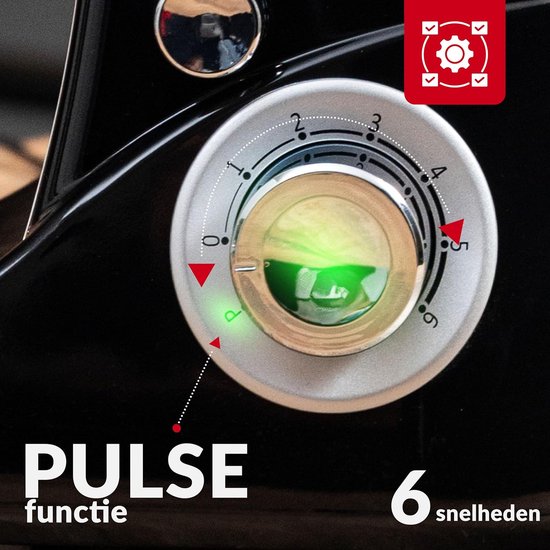 Multifunctionele Keukenmachine met Rvs Kom - 5L, 2200W, 6 Snelheden, Spatdeksel, Deeghaak en Garde (Zwart) van Merkloos — afbeelding 5